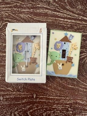 2 Nursery Animal Themed Light Switch Plate - Pastel Green